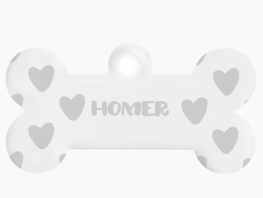 Chapita con forma de hueso
